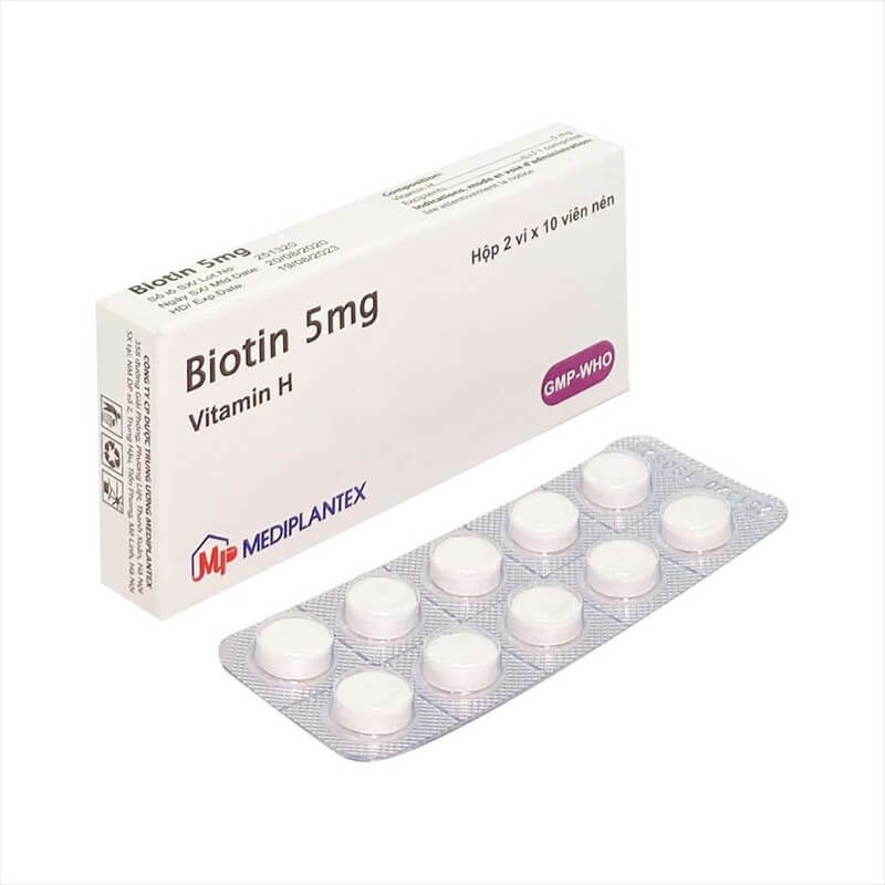 Biotin 5mg Mediplantex (2vỉ x 10viên)