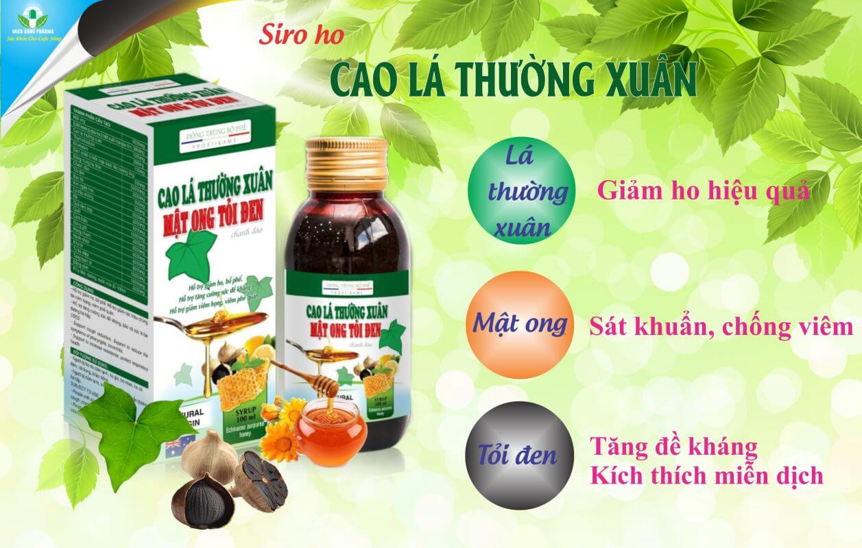 Cao Lá Thường Xuân Mật Ong Tỏi Đen Chanh Đào (100ml)