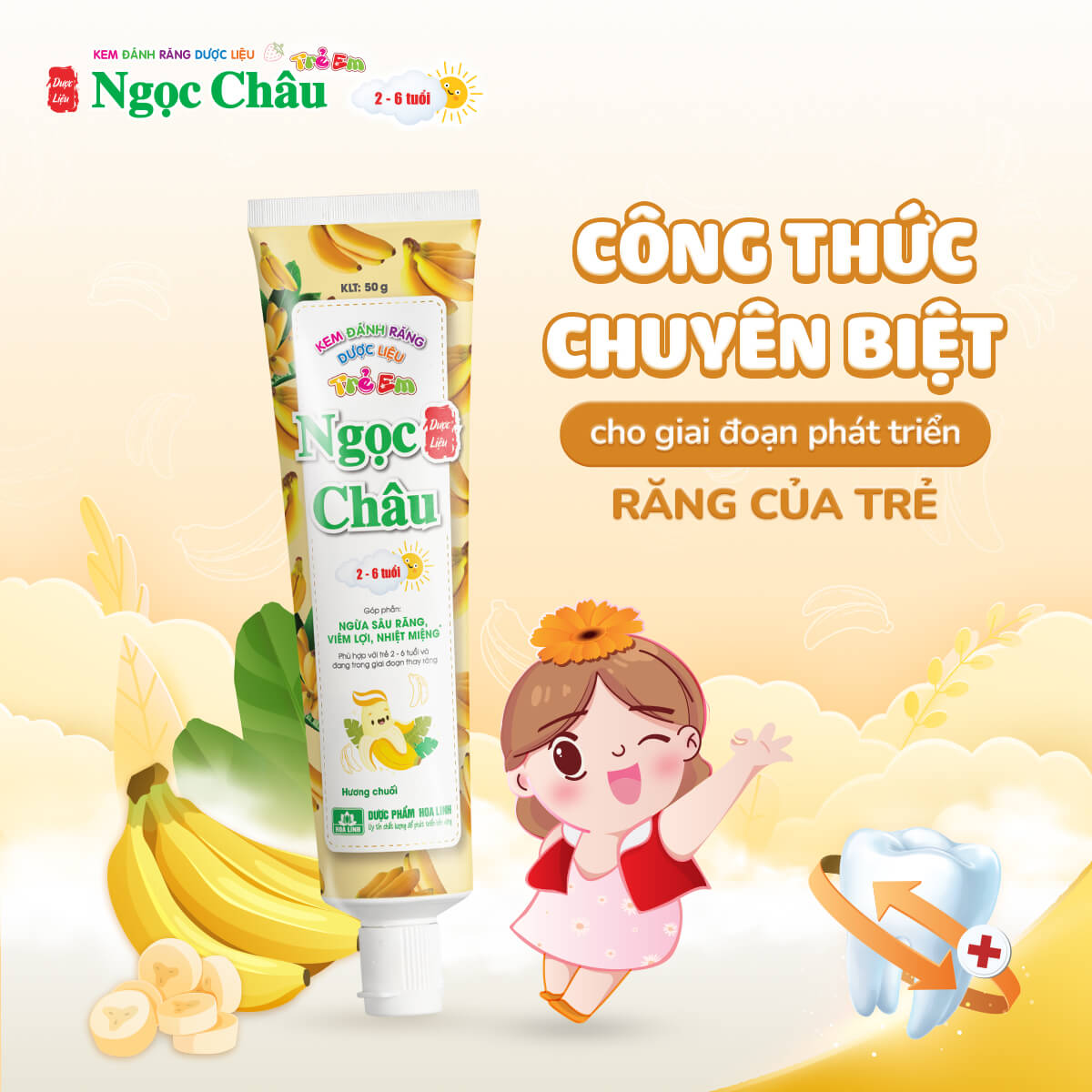 Kem Đánh Răng Ngọc Châu Hương Chuối(2-6t)