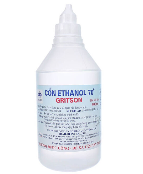 Cồn Ethanol 70 độ (Chai 500ml) Đại Lợi
