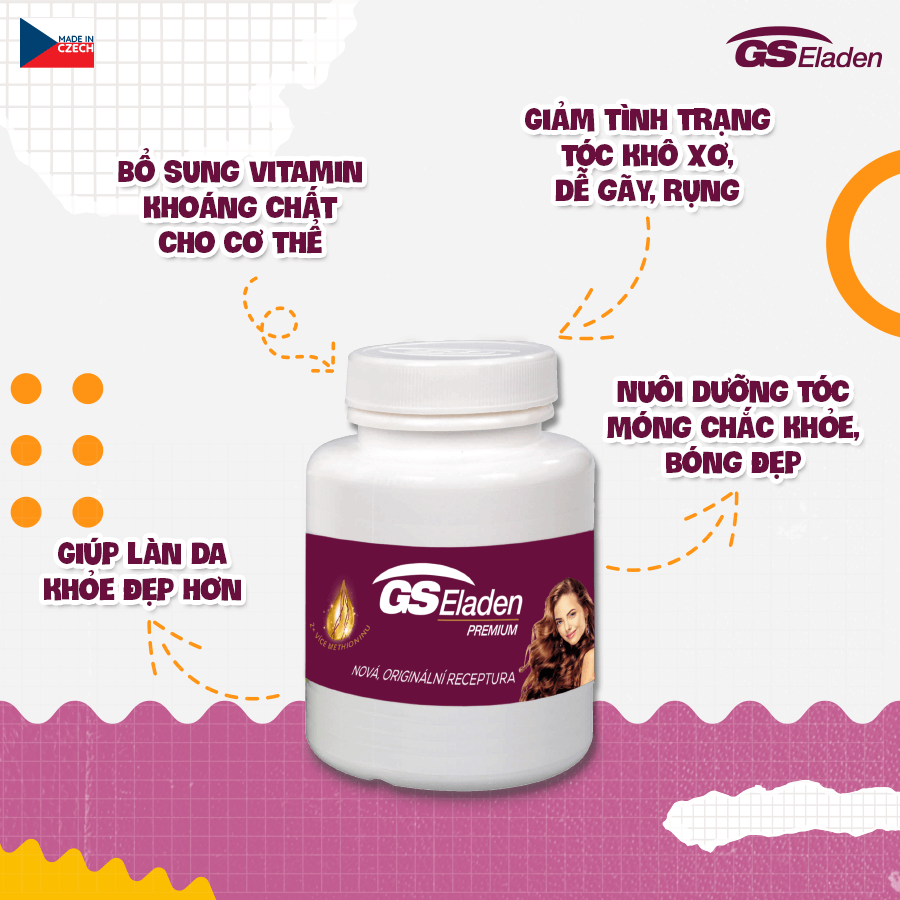 Viên uống GS Eladen premium hộp 30 viên hỗ trợ da, tóc, móng