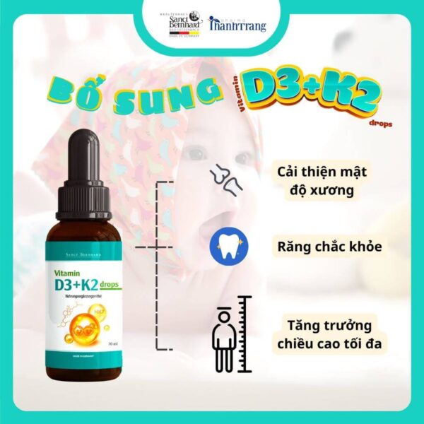 Vitamin D3+K2 Đức 10ml - Sanct Bernhard giúp hấp thu canxi