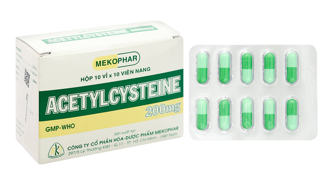 Acetylcysteine 200mg Mekophar (Hộp 10 vỉ x 10 viên)