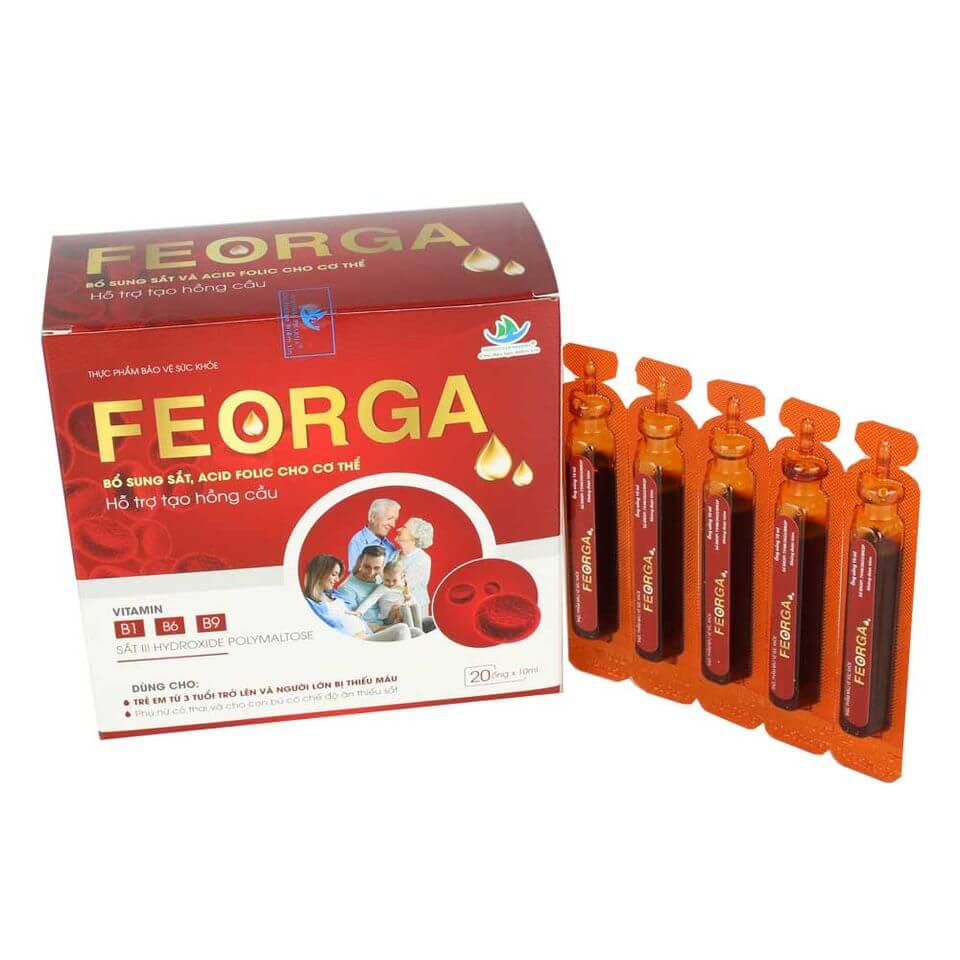 Bổ máu Feorga hộp 20 ống bổ sung sắt cho người thiếu máu