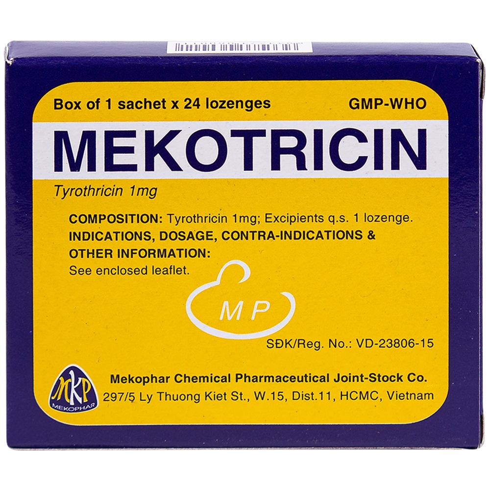 Mekotricin Mekophar (Hộp 24 viên ngậm)