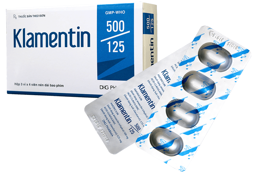 Klamentin 500/125 DHG (Hộp 3 vỉ x 4 viên)