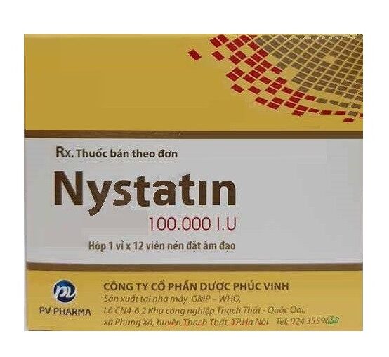 Nystatin 100.000 I.U PV (1 vỉ x 12 viên nén đặt âm đạo)