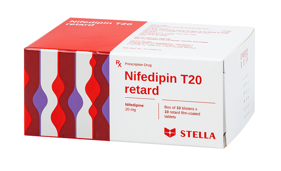 Nifedipin T20 Retard Stella (Hộp 10 vỉ x 10 viên)
